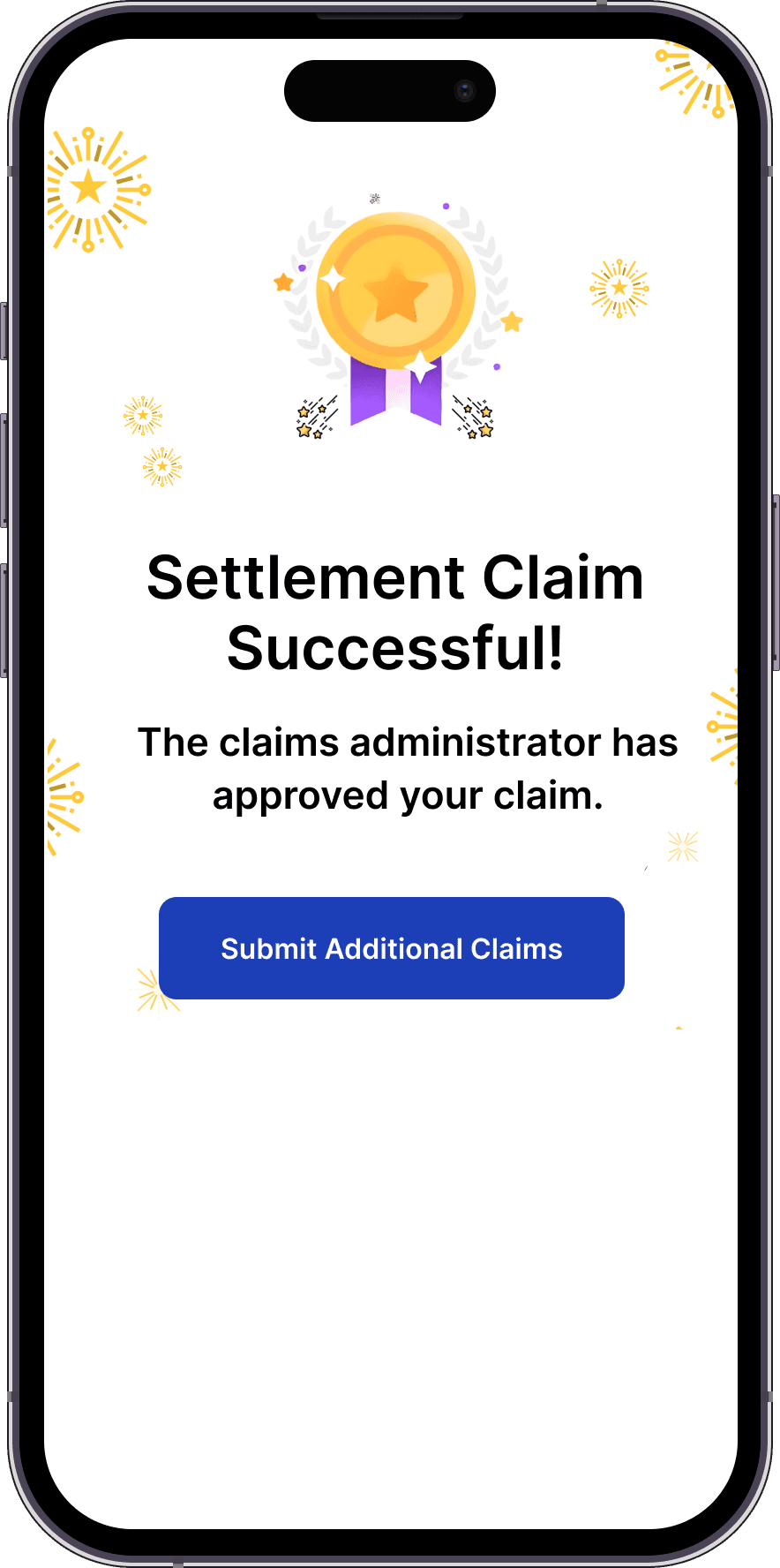 Image of smartphone screen with notification of settlement payment